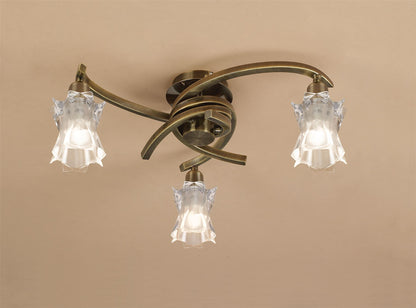 Mantra Alaska GU10 37cm Ceiling 3 Light L1/SGU10, Antique Brass, CFL Lamps INCLUDED