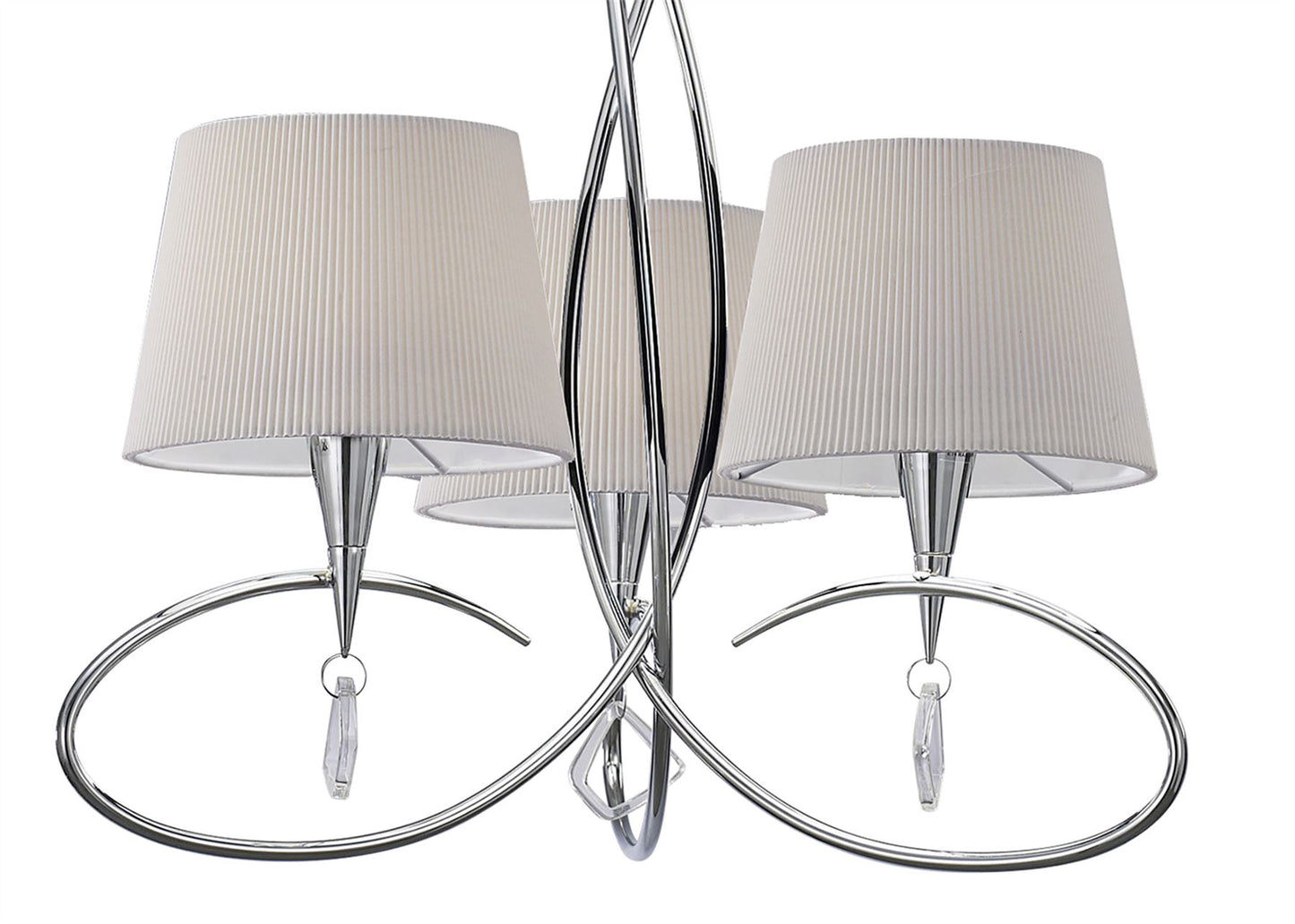 Mantra M1640 Mara Pendant 3 Light E14, Polished Chrome with Ivory White Shades