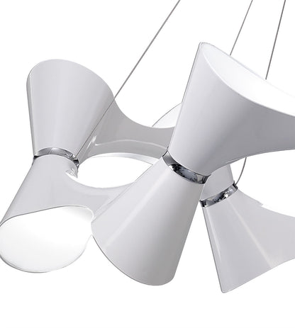 Mantra M1543 Ora Pendant 12 Twisted Round Light E27, Gloss White/White Acrylic/Polished Chrome