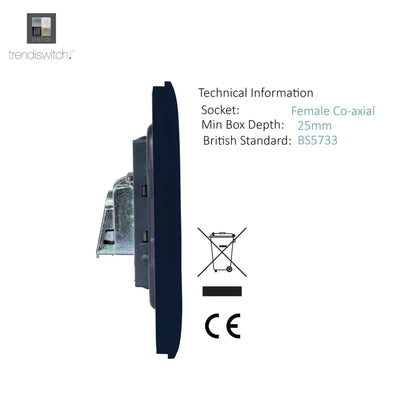 Trendi Artistic Modern Glossy Tactile TV Socket Navy