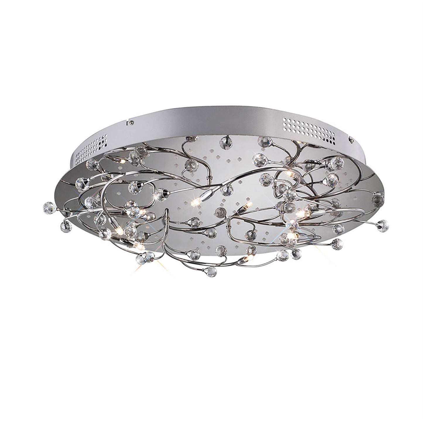 Diyas Fia 59cm Flush  Round 6 Light G4 with White LEDs Polished Chrome/Crystal, NOT LED/CFL Compatible Ceiling Light Fitting