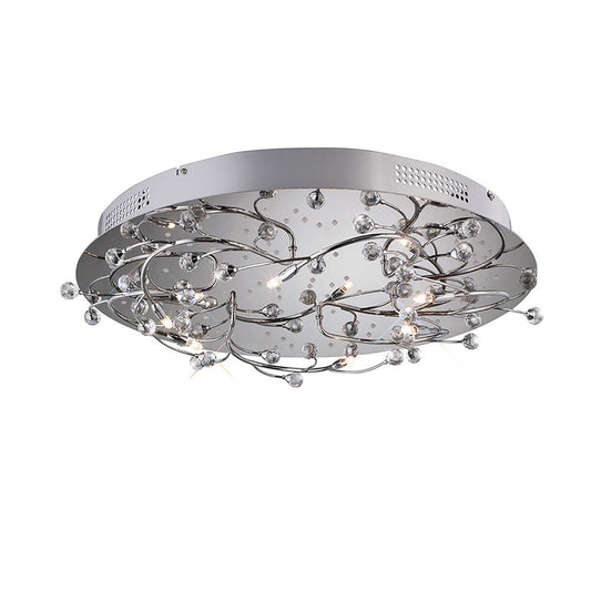 Diyas Fia 59cm Flush  Round 6 Light G4 with White LEDs Polished Chrome/Crystal, NOT LED/CFL Compatible Ceiling Light Fitting