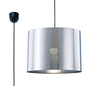 Deco Dako Black Pendant 1 Light E27 with 350 x 250mm Metallic Chrome Finish Cylinder Shade, c/w Ceiling Bracket