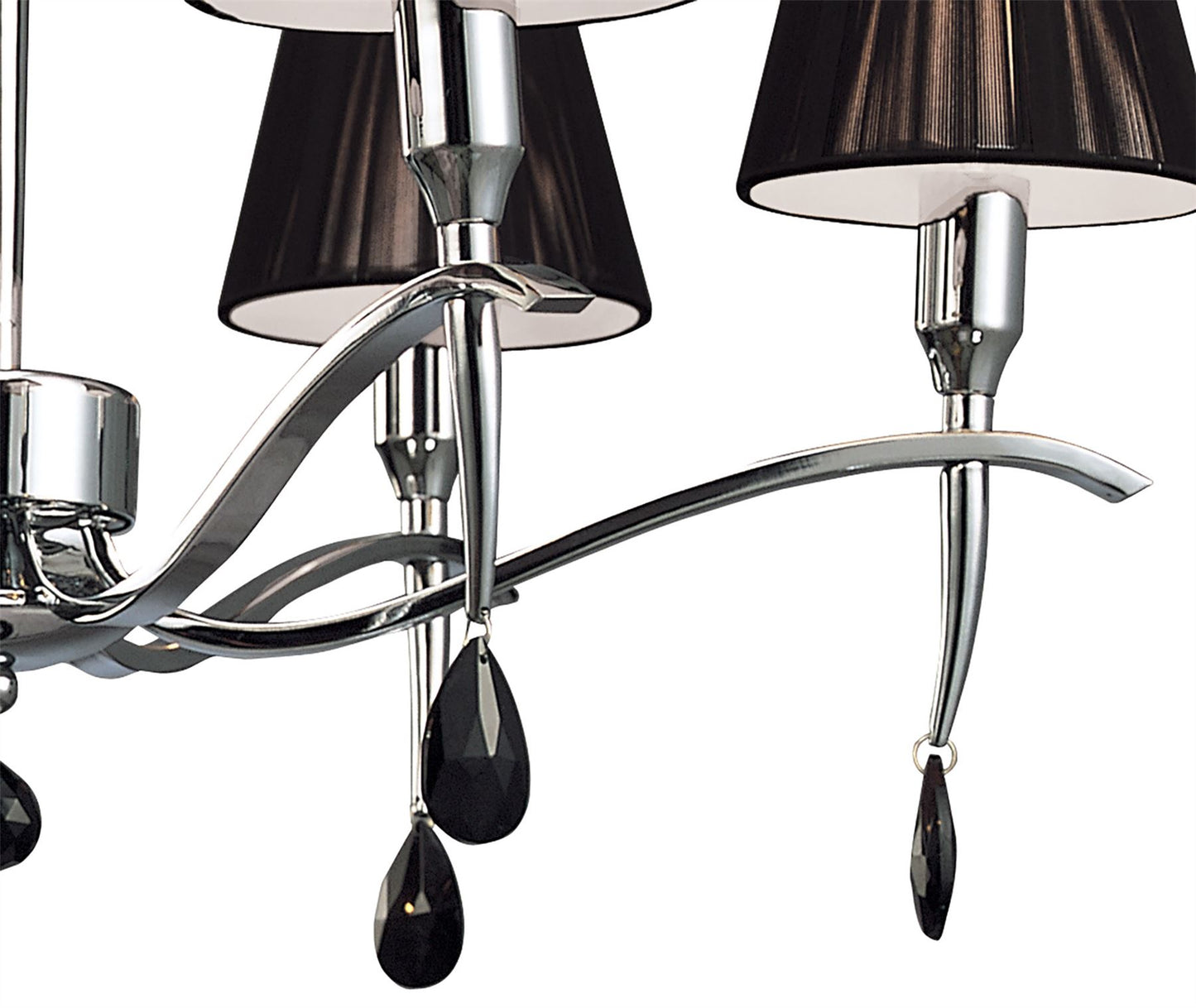 Mantra M0342 Siena Pendant Round 6 Light E14, Polished Chrome with Black Shades and Black Crystal