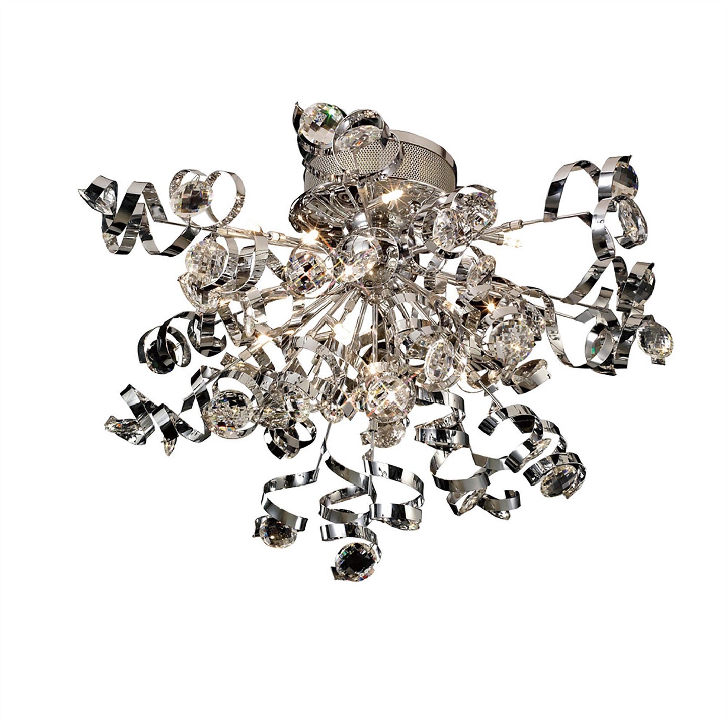 Diyas Kurlz 80cm  15 Light G4 Polished Chrome/Crystal, NOT LED/CFL Compatible Ceiling Light Fitting