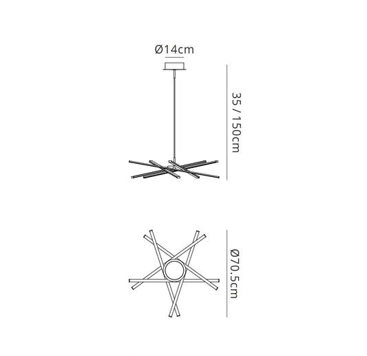 Mantra M5913 Star LED Pendant 69cm Round 42W 3000K, 3700lm, Dimmable Silver/Frosted Acrylic/Polished Chrome, 3yrs Warranty