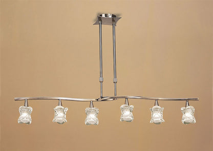Mantra Rosa Del Desierto Telescopic Linear Pendant Line 6 Light G9, Antique Brass