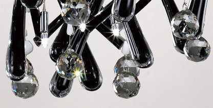 Diyas Class 45cm  Round 10 Light G4 Polished Chrome/Black Glass/Crystal, NOT LED/CFL Compatible Ceiling Pendant Light Fitting