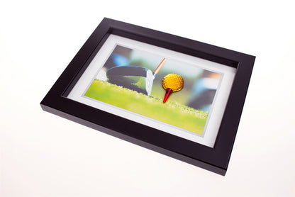 Diyas Home Crystal Wall Art (DH) Play Golf, Black Frame, Amber, Red Crystal Framed