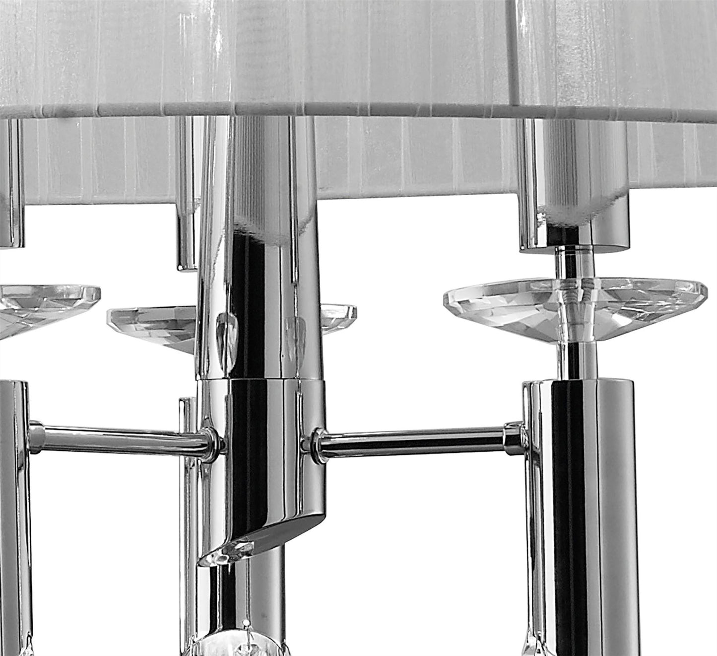 Mantra M3853 Tiffany Pendant 6+6 Light E27+G9 Oval, Polished Chrome with White Shade & Clear Crystal