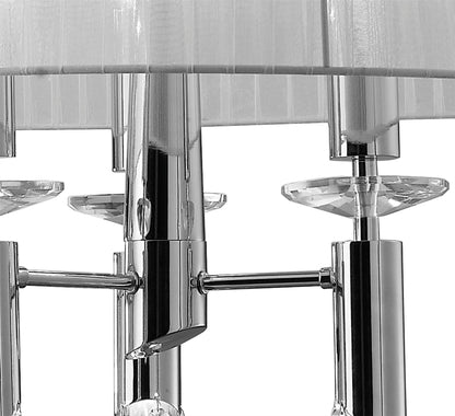 Mantra M3853 Tiffany Pendant 6+6 Light E27+G9 Oval, Polished Chrome with White Shade & Clear Crystal