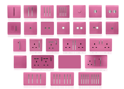 Trendi 2 Gang Artistic Modern Glossy 13 Amp 2 x 3.1mA USB Switched Plug Socket Pink
