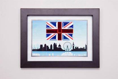 Diyas Home Crystal Wall Art (DH) World London, Black Frame Red, Blue Crystal Framed