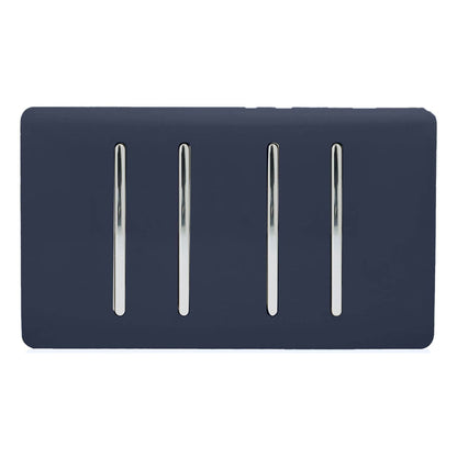 Trendi 4 Gang (2 Way & 2xIntermediate) Glossy 10 Amp Rocker Light Switch Navy