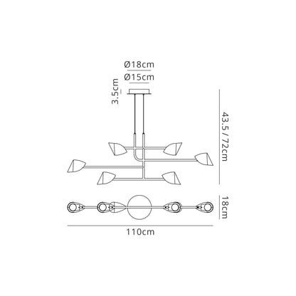 Mantra Capuccina 6 Light Linear Pendant, 45W LED, 3000K, 3100lm, White, 3yrs Warranty