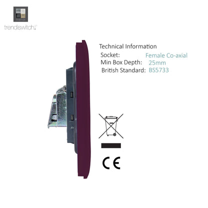 Trendi Artistic Modern Glossy Tactile TV Socket Plum