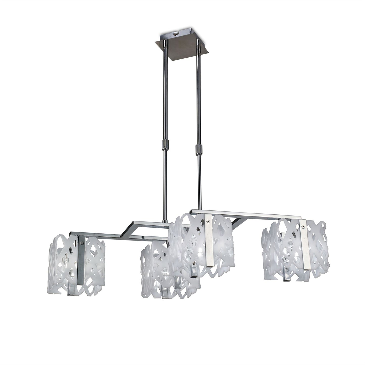 Mantra M1257 Tokio Rectangular Telescopic Semi Flush Convertible 4 Light G9 Line, Gloss White/Polished Chrome
