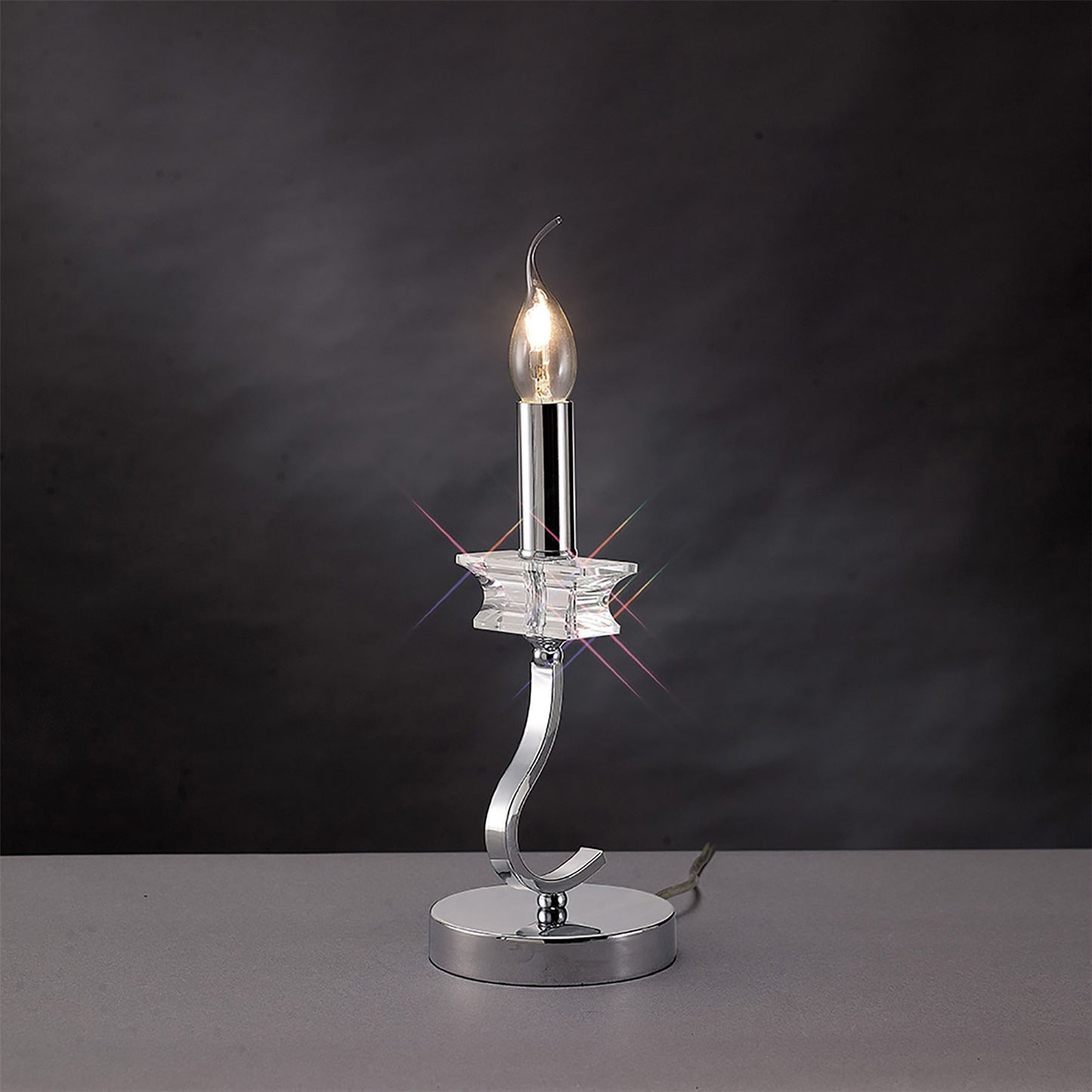 Diyas Nydia Crystal Table Lamp WITHOUT SHADE 1 Light E14 Polished Chrome