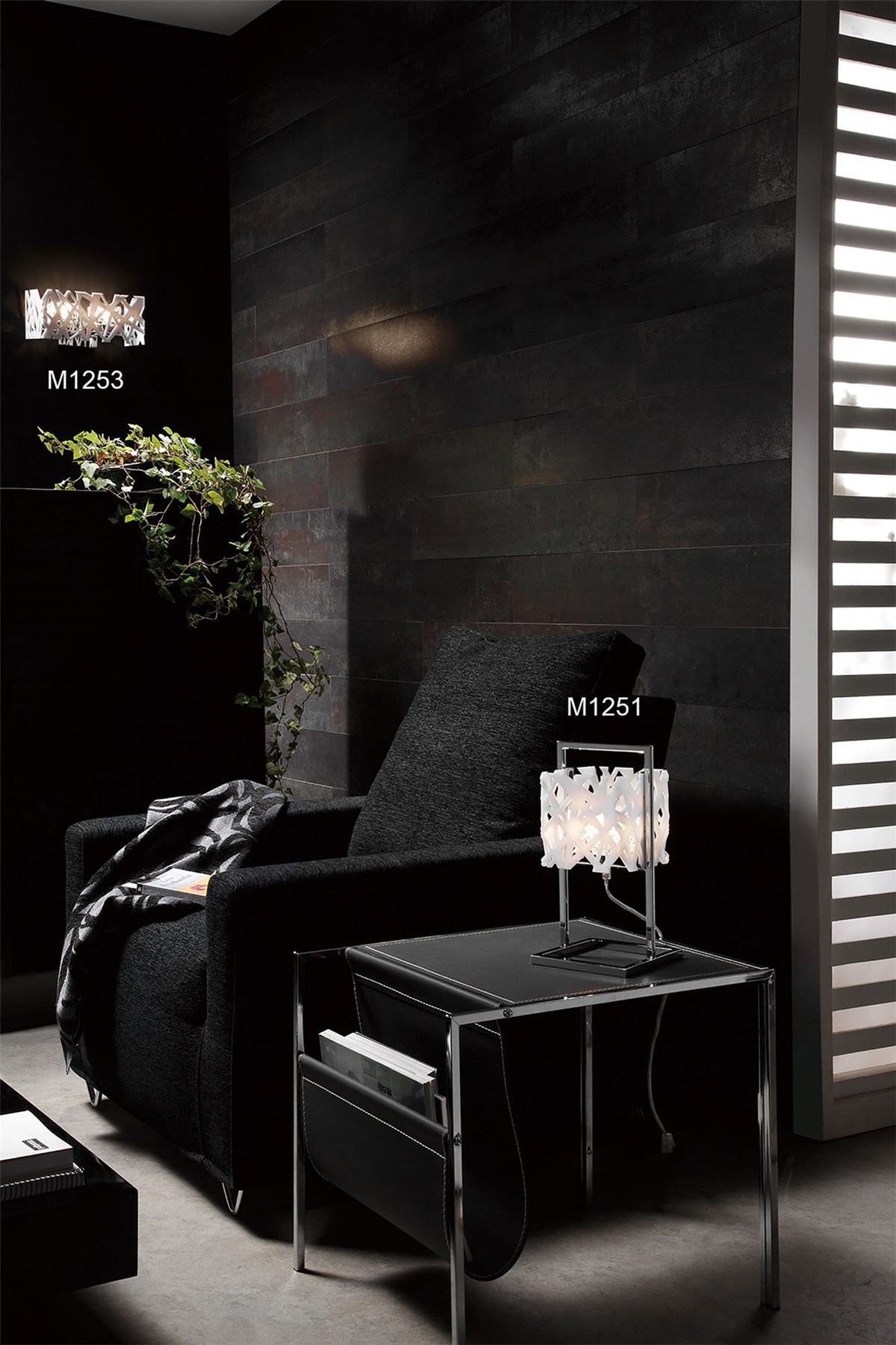 Mantra M1251 Tokio Table Lamp 1 Light G9, Gloss White/Polished Chrome
