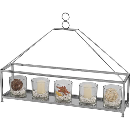 Diyas Home (DH) Athena 4 Candle Holder Large Polished Chrome/Clear Glass Art