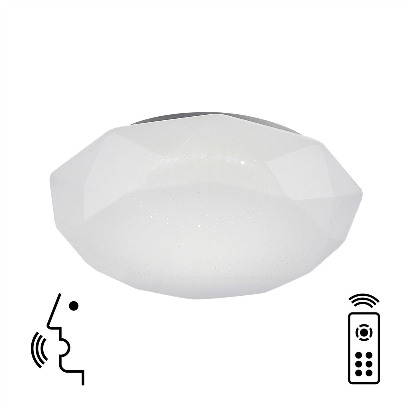 Mantra Fusion Diamante Smart 51.5cm Ceiling Light, 80W LED, 3000-5000K Tuneable White, 5200lm, Remote Control, APP, Alexa & Google Voice Control, White, 3yrs Warranty