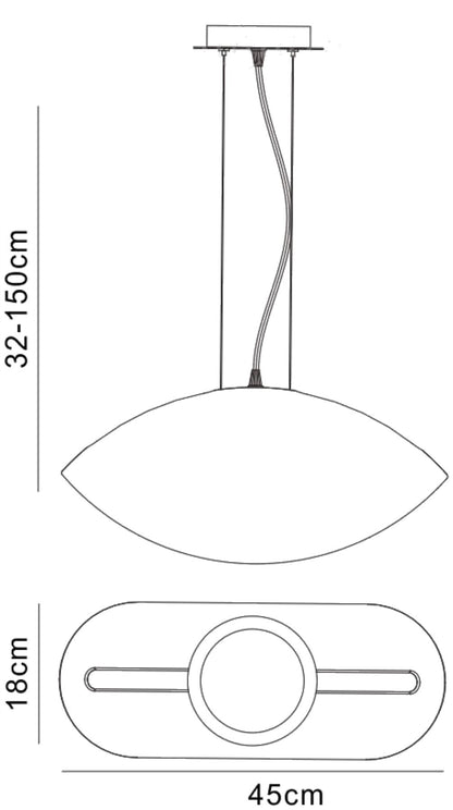Mantra Pasion Oval Pendant 3 Light E27, Gloss White/White Acrylic/Polished Chrome, CFL Lamps INCLUDED