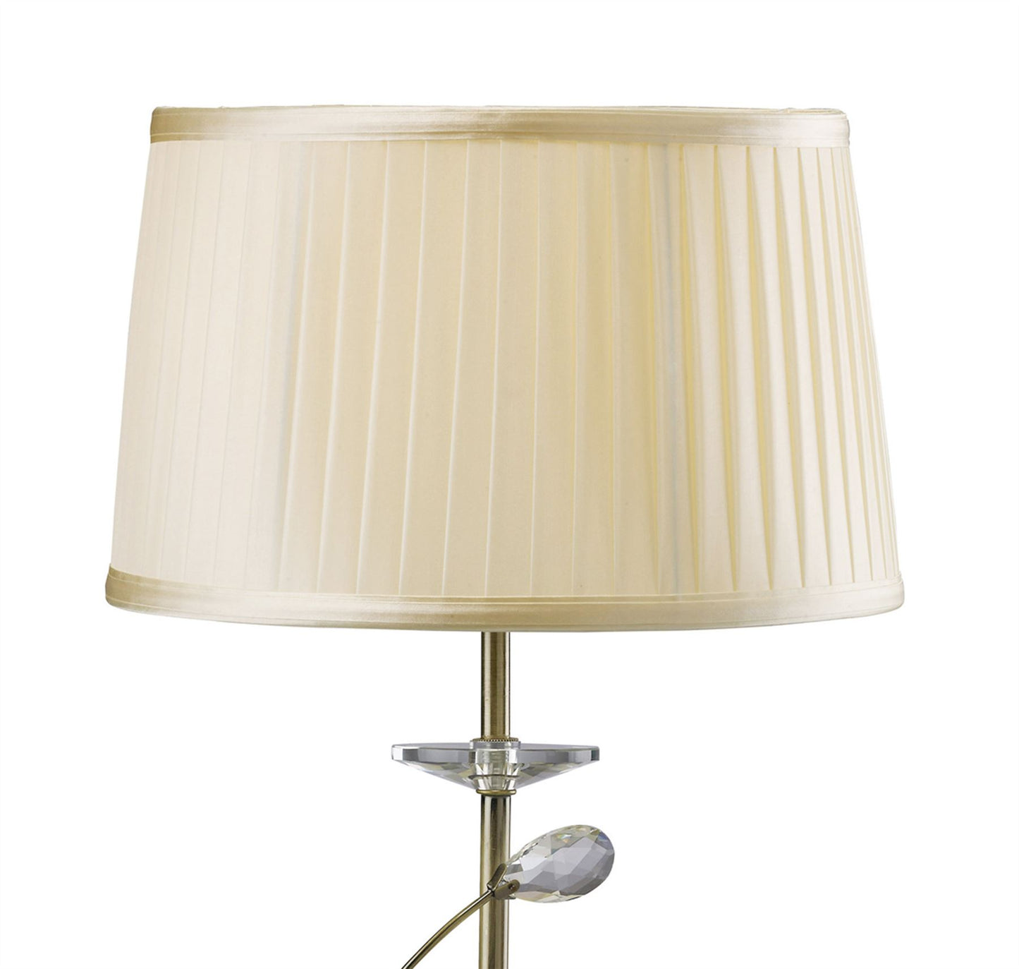 Diyas Willow Crystal Table Lamp with Cream Shade 1 Light E27 Antique Brass