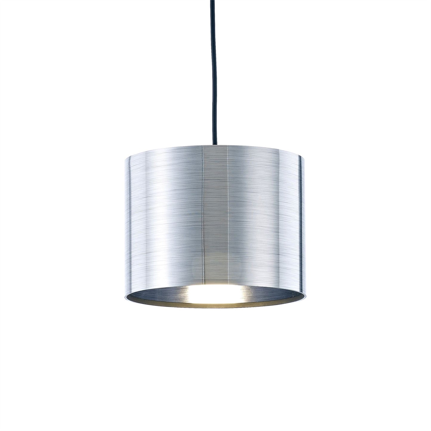Deco Dako Black Pendant 1 Light E27 with 200 x 150mm Metallic Chrome Finish Cylinder Shade, c/w Ceiling Bracket