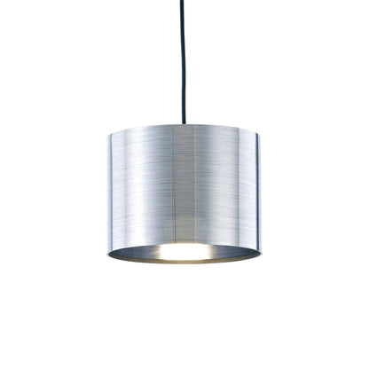 Deco Dako Black Pendant 1 Light E27 with 200 x 150mm Metallic Chrome Finish Cylinder Shade, c/w Ceiling Bracket