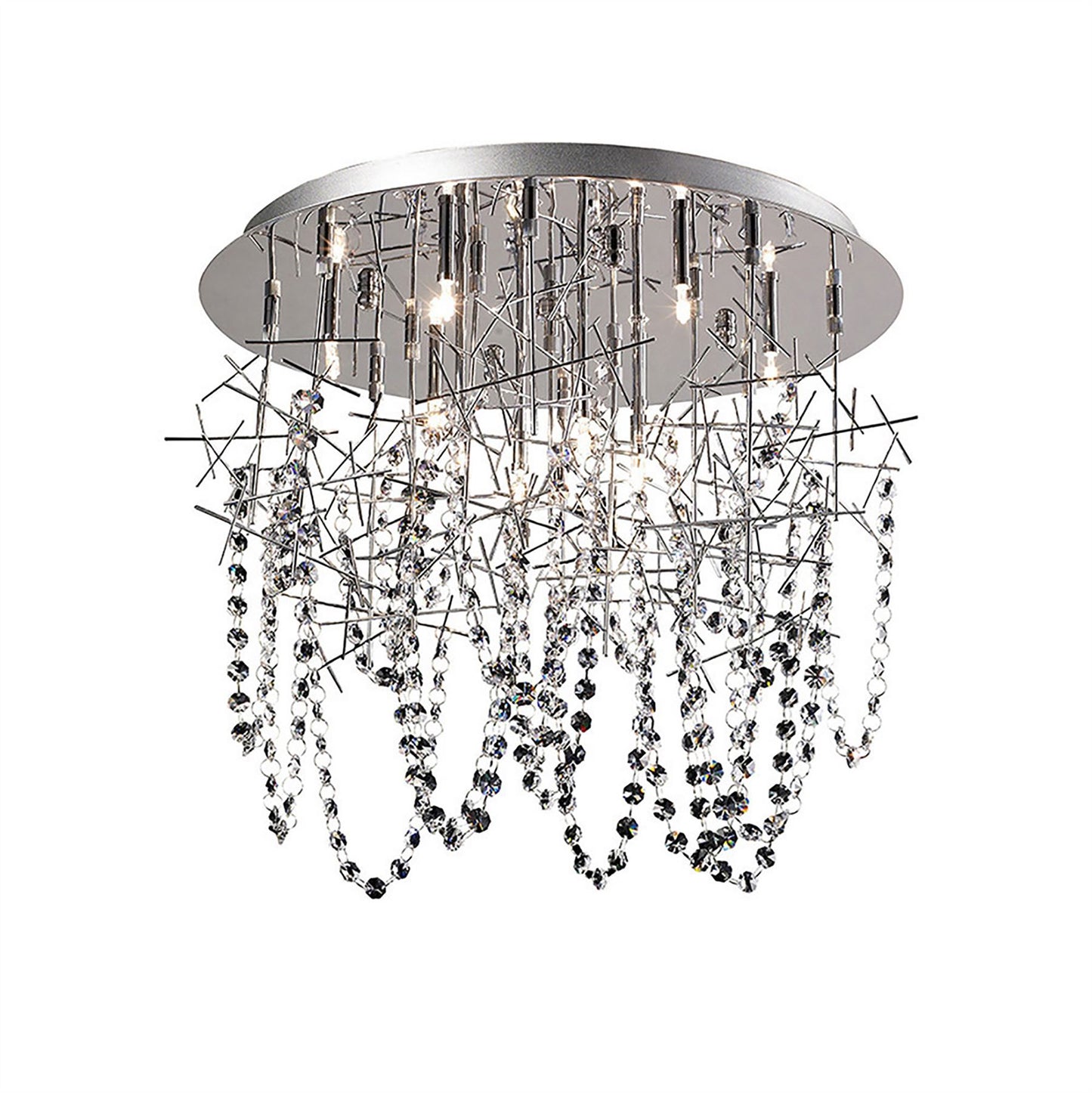 Diyas Lexi 50cm  10 Light G4 Polished Chrome/Crystal, NOT LED/CFL Compatible Ceiling Light Fitting