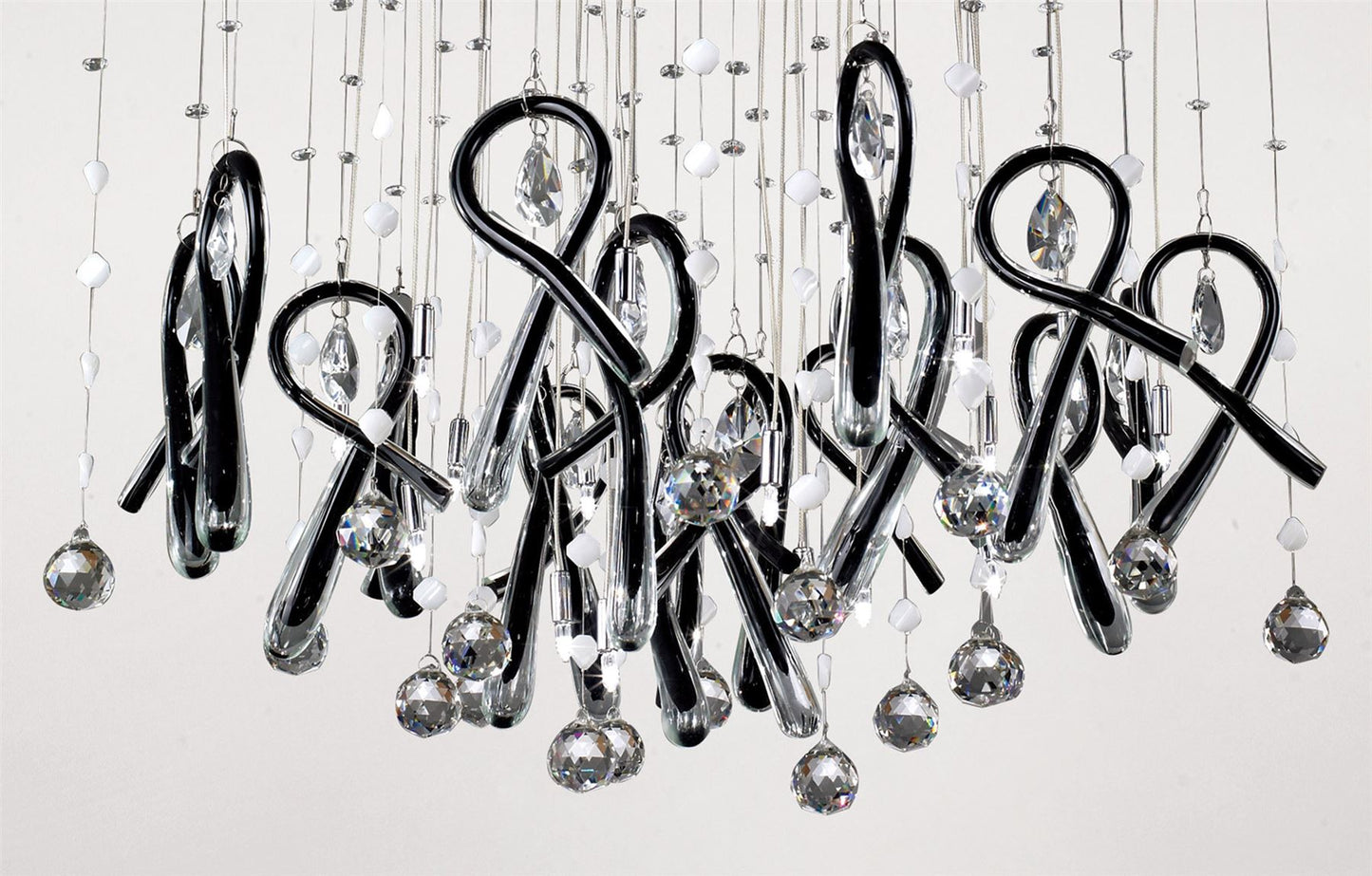Diyas Class  Square 20 Light G4 Polished Chrome/Black Glass/Crystal, NOT LED/CFL Compatible Ceiling Pendant Light Fitting