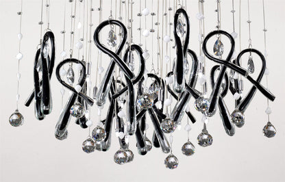 Diyas Class  Square 20 Light G4 Polished Chrome/Black Glass/Crystal, NOT LED/CFL Compatible Ceiling Pendant Light Fitting