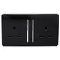 Trendi 2 Gang Artistic Modern 13 Amp Switched Plug Socket Black ART-SKT213LBK