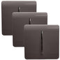 Trendi 1 Gang 2 Way 240V Screwless Artistic Modern Glossy 10 Amp Chrome Rocker Electrical Wall Light Switch in Dark Brown (3 pack)