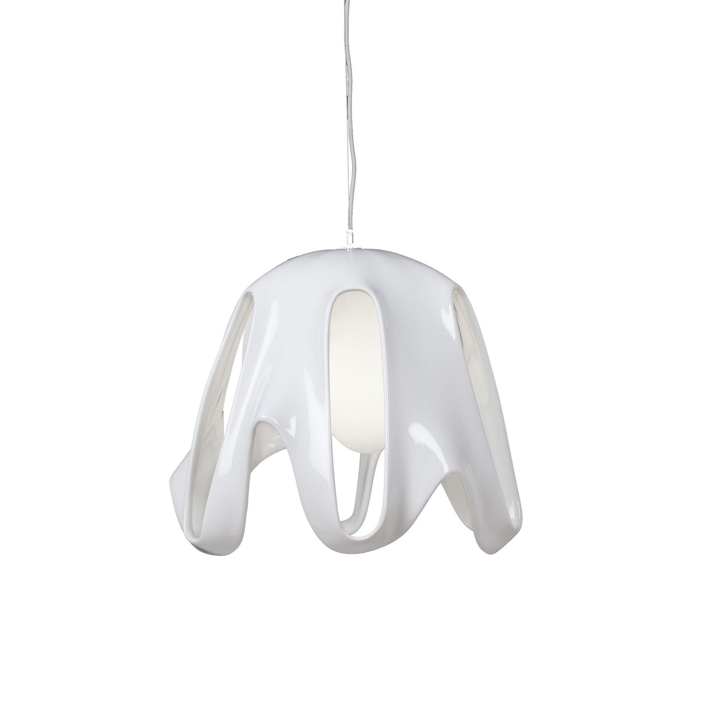 Mantra M3740 Phantom Pendant 1 Light E27, Gloss White/Frosted White Glass/Polished Chrome