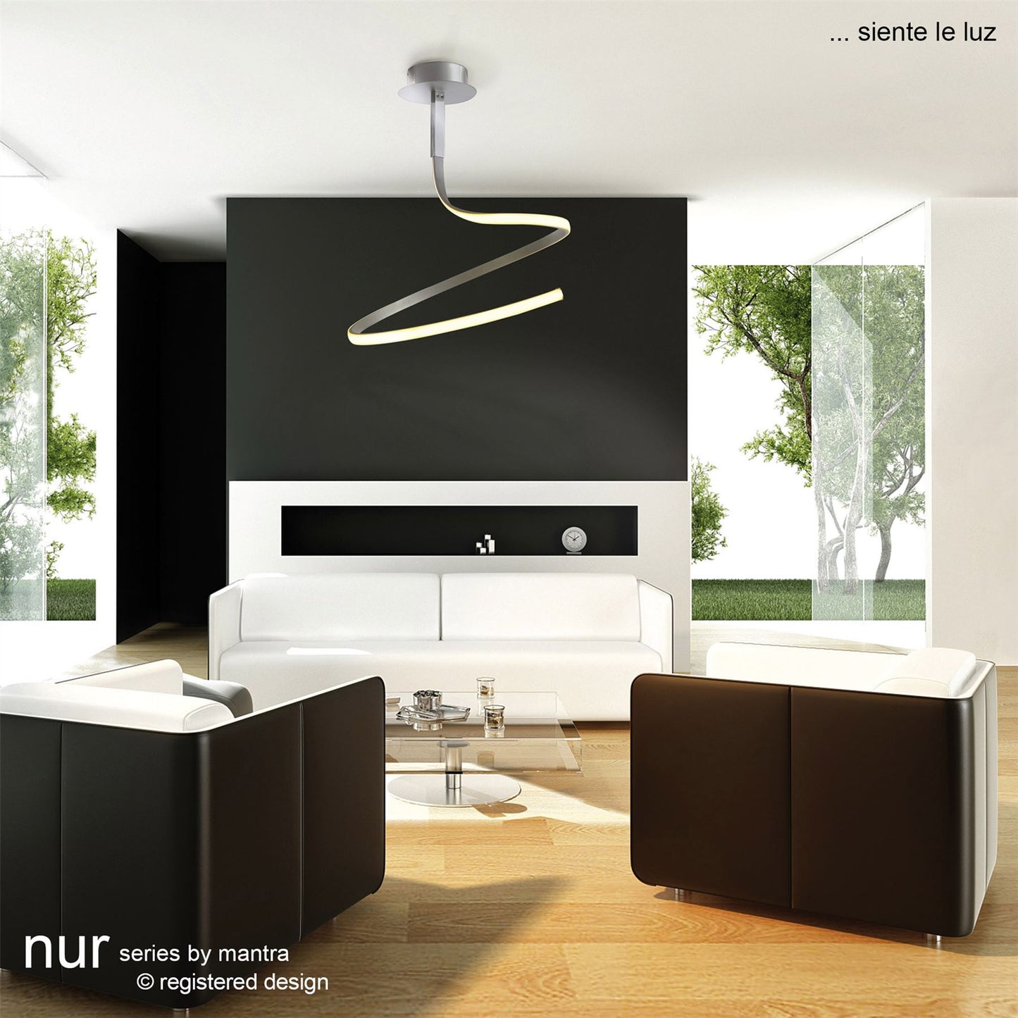 Mantra M4996 Nur Semi Ceiling 30W LED 3000K, 2400lm, Dimmable Silver/Frosted Acrylic/Polished Chrome, 3yrs Warranty - M4996 Ceiling