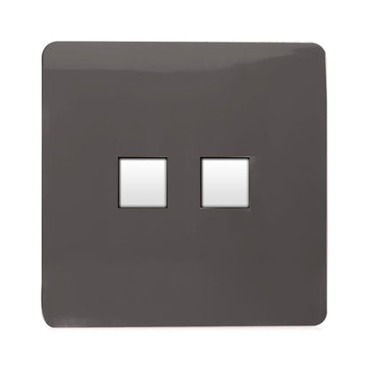 Trendi 2 Gang RJ45 Cat 6 PC Ethernet & Modern Designer Telephone Slave Sockets in Dark Brown