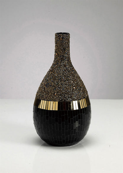 Diyas Home (DH) Mika Mosaic Vase Large Black/French Gold Mosaic