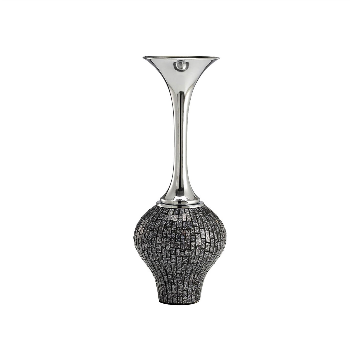 Diyas Home (DH) Silvia Mosaic Vase Funnel Black/Chrome Mosaic
