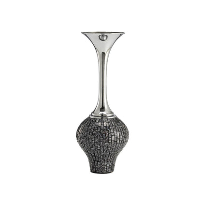 Diyas Home (DH) Silvia Mosaic Vase Funnel Black/Chrome Mosaic