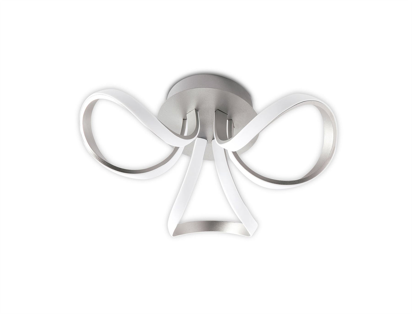 Mantra M4994 Knot Dimmable Ceiling 48cm Round 36W LED 3 Looped Arms 3000K, Silver/Frosted Acrylic - M4994 Ceiling
