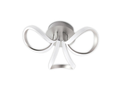 Mantra M4994 Knot Dimmable Ceiling 48cm Round 36W LED 3 Looped Arms 3000K, Silver/Frosted Acrylic - M4994 Ceiling