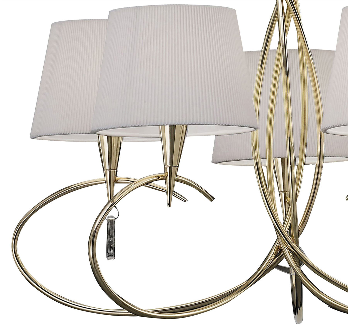 Mantra Mara 78cm Pendant 5 Light E14, French Gold with Ivory White Shades