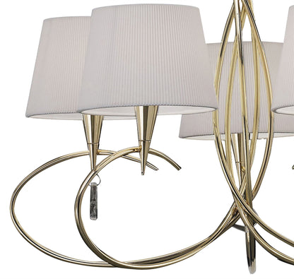 Mantra Mara 78cm Pendant 5 Light E14, French Gold with Ivory White Shades