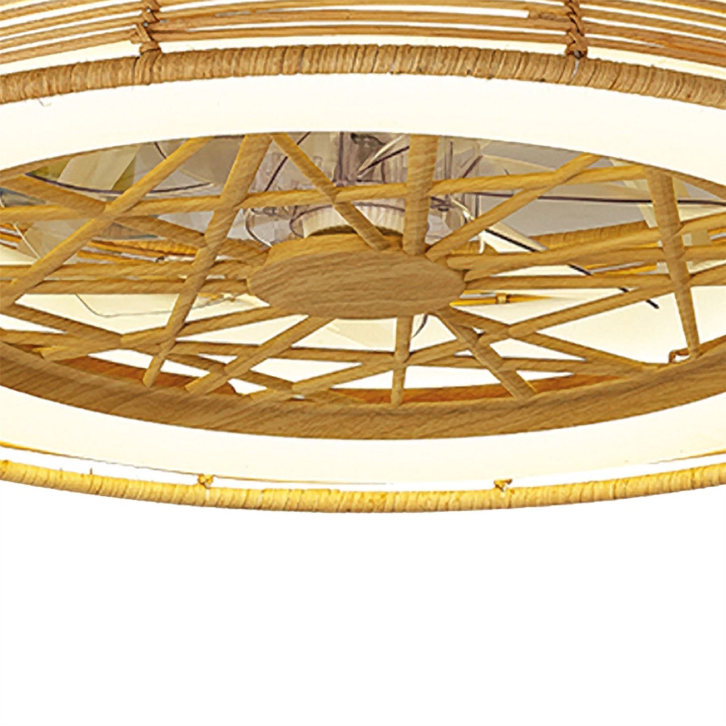 Indonesia 63cm 70W LED Dimmable Ceiling Light With Built-In 35W DC Reversible Fan, Beige Rattan, 4200lm, 5yrs Warranty