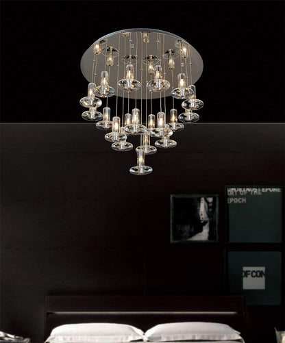 Diyas Troy 60cm  Round 19 Light G4 Polished Chrome/Crystal, NOT LED/CFL Compatible Ceiling Pendant Light Fitting