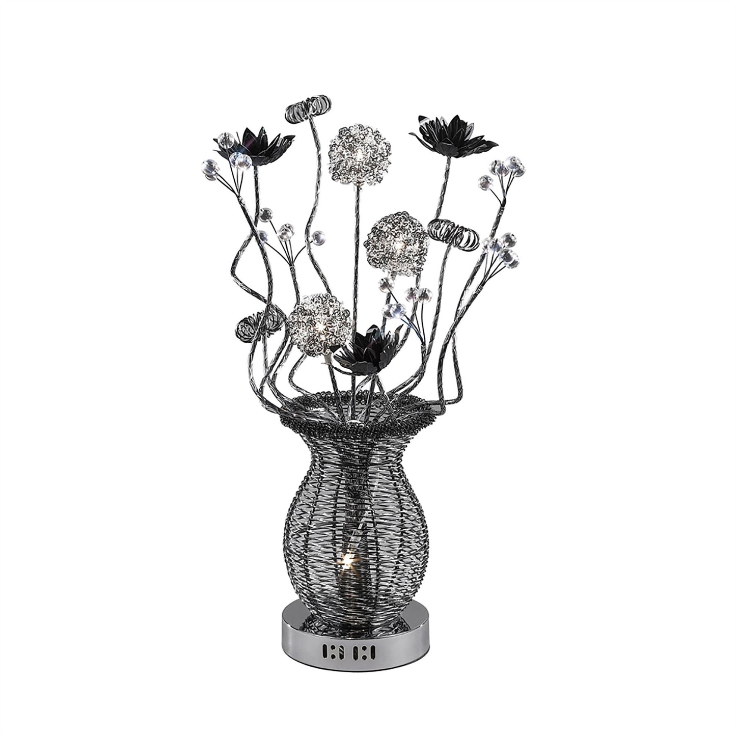 Diyas Home Calista Aluminium (DH) Calista Crystal Table Lamp 4 Light G4 Black, NOT LED/CFL Compatible