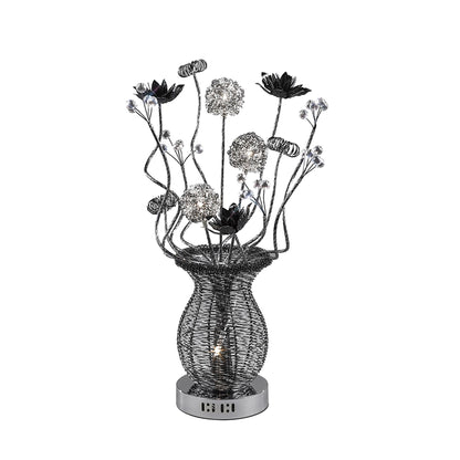 Diyas Home Calista Aluminium (DH) Calista Crystal Table Lamp 4 Light G4 Black, NOT LED/CFL Compatible