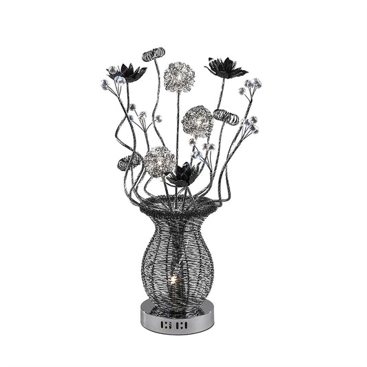 Diyas Home Calista Aluminium (DH) Calista Crystal Table Lamp 4 Light G4 Black, NOT LED/CFL Compatible