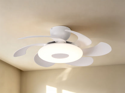 Flowers 50cm 24W LED Dimmable Ceiling Light With Built-In 25W DC Reversible Fan, Remote Control 2700-5000K, 2900lm, White